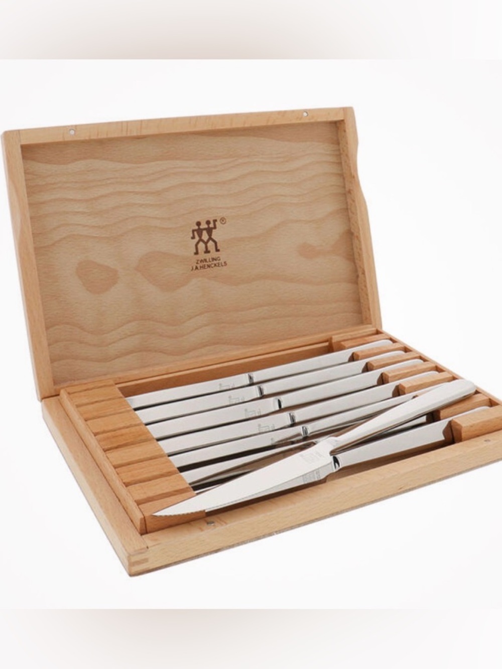 ZWILLING J.A. Henckels Stainless Steel Steak Knife Set with Wooden Case